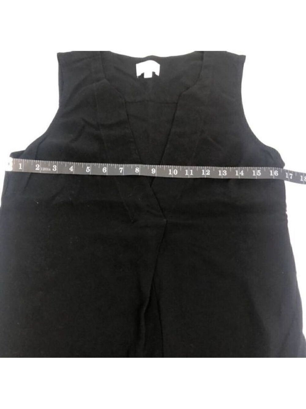 Witchery Black Sleeveless Blouse V-Neck Round Hem Pleated Tunic Tank Top 8 - Picture 9 of 11